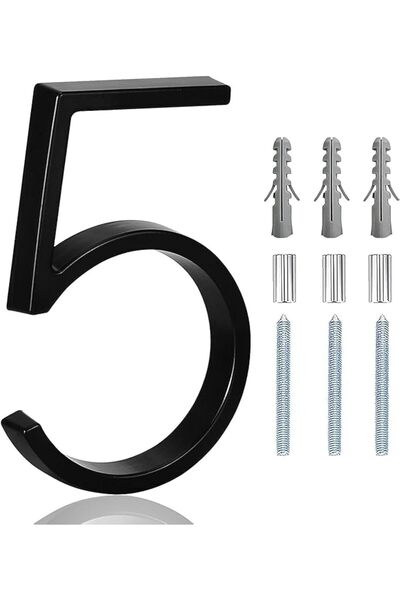 Generic أرقام منزلية عصرية من الفولاذ المقاوم للصدأ مقاس 5 بوصات، أرقام معدني...