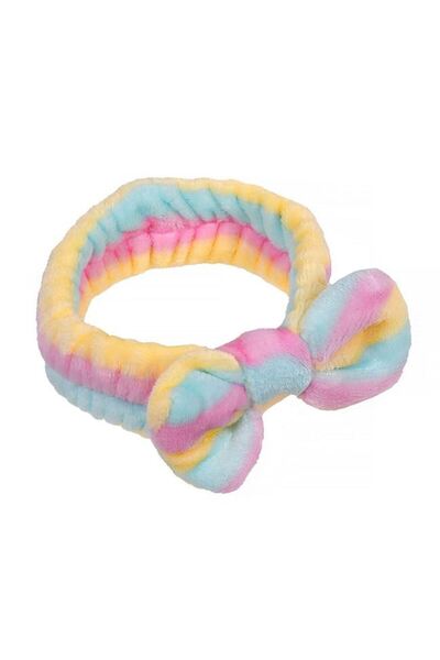 ANTBRO Bentiță de Păr pentru Femei din Blană Tie Dye Pastel cu Fundă Mare 6cm...