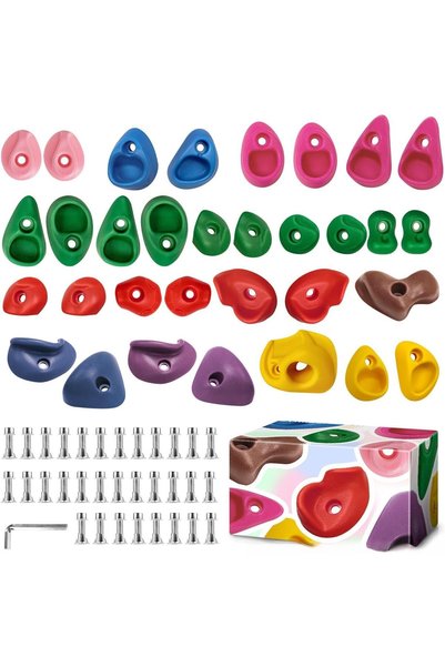 Generic مجموعة من 32 قطعة لتسلق الصخور، طقم تسلق الجدران للأطفال والكبار بألو...