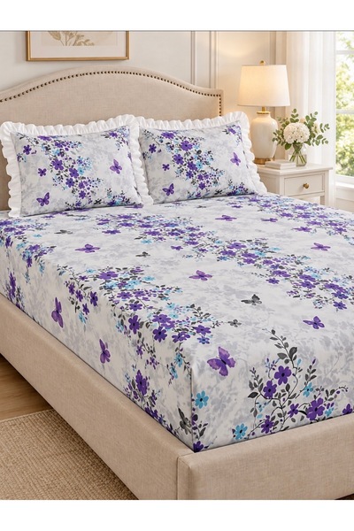 By Masuaa SET DE CĂPTUȘELĂ CU ELASTIC ȘI HUSE DE PERNĂ CU BORDURI COTONATE [S...