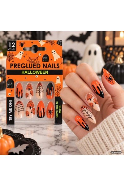 ANTBRO Unghii False Autoadezive de Halloween Glow in the Dark pentru Femei 12...