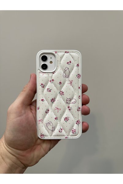 YZGOLDEN iPhone 11 Compatible Camera Protected Quilted Stitched Cat and Rose ...
