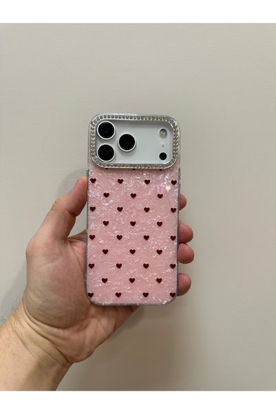YZGOLDEN iPhone 18 Pro Compatible Case Sparkling Pink Pearlescent Tiny Heart ...