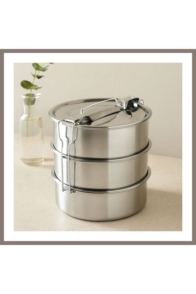 Generic Brand Renasta 3-Tier Steel Lunch Box 16 cm - Food Transport Container...