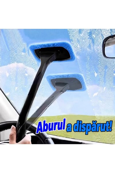 The Hub Dispozitiv Manual Curatare si Dezaburire Parbriz, Laveta Microfibra, Maner Lung, Negru/Albastru
