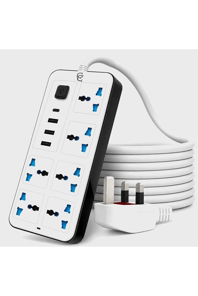 GENERAL Crescent Cart 6-Outlet Power Strip Surge Protector Power Strip with U...
