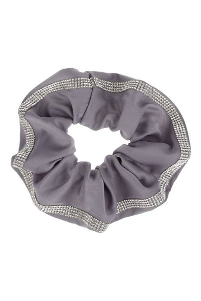 ANTBRO Elastic de Păr Textil Satinat Gri Pal cu Strass pe Margine pentru Feme...
