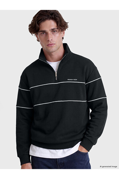 LC Waikiki Rmz Gi̇yi̇m Farkiyla Dik Roba Collar Men's Thick Sweatshirt