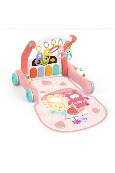 My Baby بساط ألعاب أطفال 4 في 1 مع بيانو موسيقي ومشاية تعليمية وردي