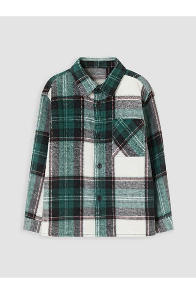 LC Waikiki Rmz Gi̇yi̇m Farkiyla Checkered Embroidered Gabardine Boys' Shirt