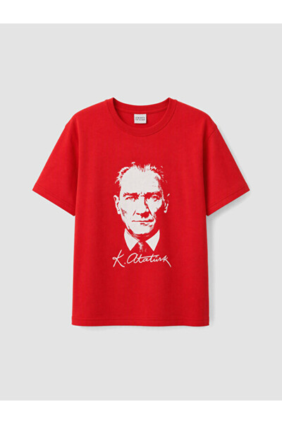 LC Waikiki Rmz Gi̇yi̇m Farkiyla Atatürk Ba Printed Men's Children's T-Shirt