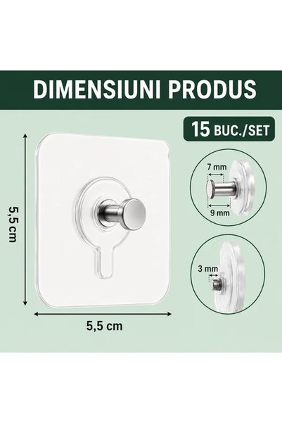 Genos Agatatoare tip cui pentru perete, set 15 bucati