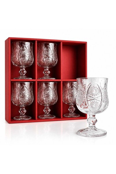 More Set of 6 stemmed glasses, made of glass, 11.5x7cm, Transparent Crystal M...