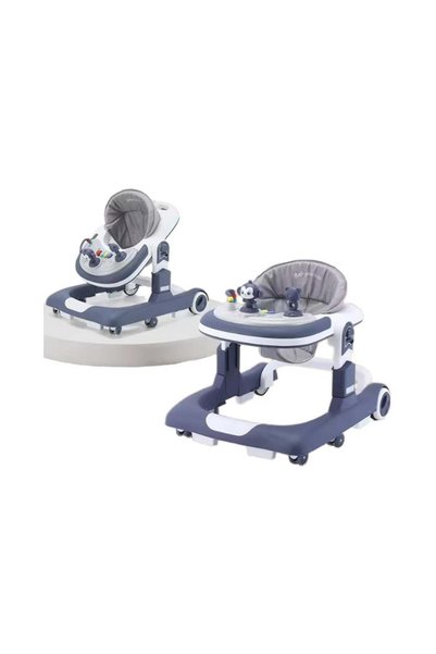 My Baby مشاية أطفال 2 في 1 مع موسيقى وألعاب تفاعلية وفرامل أمان ازرق