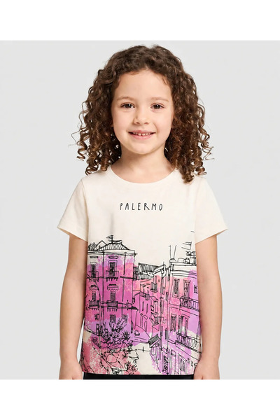 Pine kids Cotton Knit Half Sleeves T-Shirt with Palermo Graphic - White Onlin...