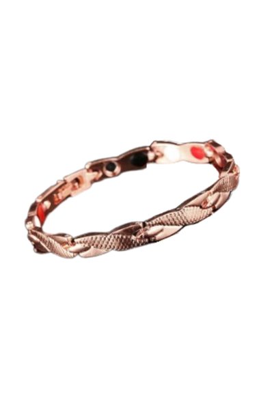 Alviro Brățară bărbătească magnetică din oțel inoxidabil, roz-auriu, 21,5 cm