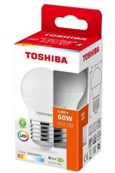 Toshiba Λάμπα LED Flare G45 E27 5.9W 2700K - (DELS-GFW45P927AEA4)