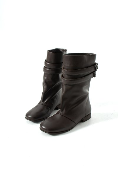 DUXAL SHOES Belda Genuine Leather Black Belt Detailed Flat Sole Women's Boots & Boots