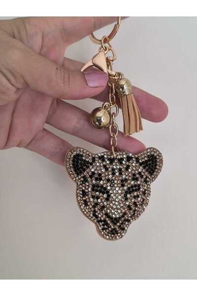 mixify Leopard Heart Stone Tassel Keychain /Bag Charm/Car Ornament