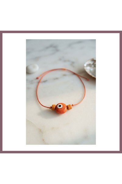 Generic Brand Handmade Bohemian Orange Evil Eye Necklace Bzss