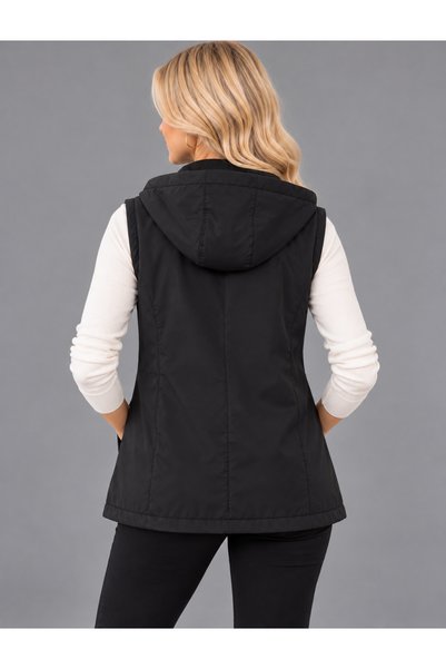 duygu altıntaş Women's Hooded Fleece Lined Zippered Waterproof Vest