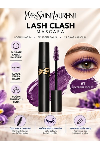 Yves Saint Laurent Lash Clash 07 Extreme Violet 9 ml – 24 Saate Kadar Kalıcı ...