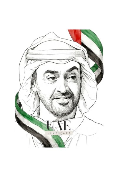 HOME MODE UAE Founding Leadership Sheikh Portrait Line Art Canvas Print – Mod...