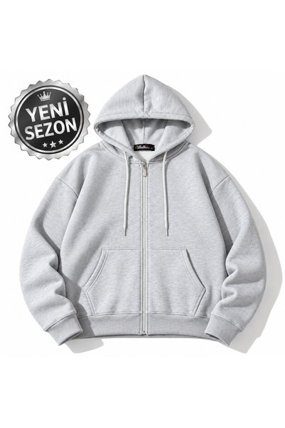 FOSOOL New Season Unisex Zippered Hooded Sweatshirt 100% Cotton – Black and G...