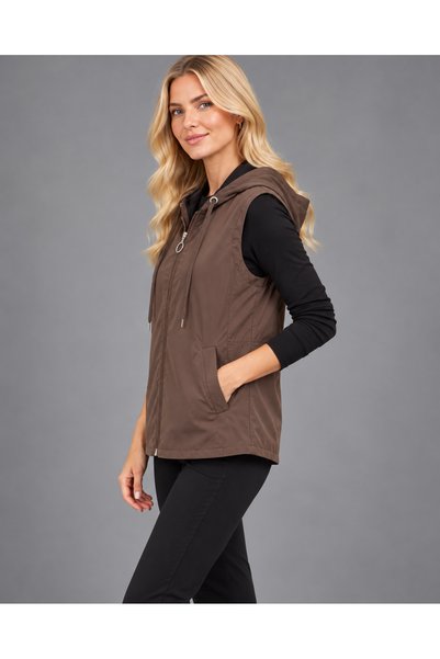 duygu altıntaş Women's Hooded Fleece Lined Zippered Waterproof Vest