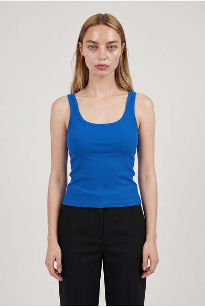 VACHT Tricou pentru femei Saks, albastru, cu decolteu în U, cu bretele, camisole