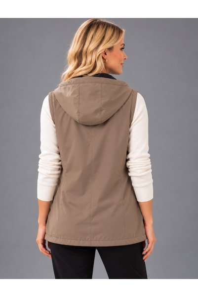 duygu altıntaş Women's Hooded Fleece Lined Zippered Waterproof Vest
