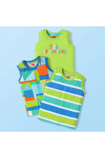 Baby Hug Babyhug Cotton Knit Sleeveless Tank T-Shirt with Nautical Theme Prin...