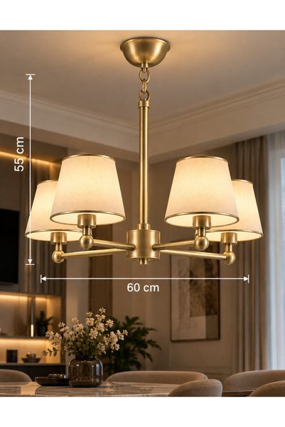 Browia Lighting Kolesa 4’lü Şapkalı Modern Salon Avizesi