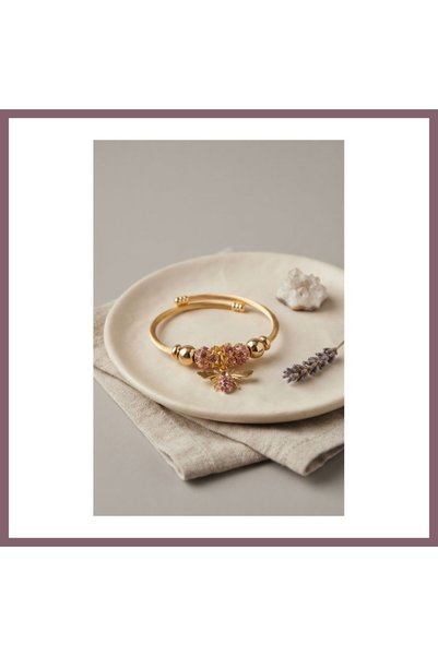 Generic Brand Pink Bee Model Gold Color Charm Bracelet Bzss