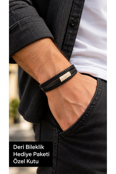 HER ŞEY NOTA www.herseynota.com Valtor Senqis Black Leather Men's Bracelet - ...