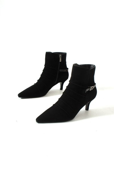 dericia shoes حذاء نسائي من الجلد الطبيعي من سينا بكعب رفيع وتفاصيل مطوية