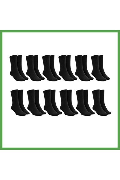 Generic Brand Unisex Black Socks Set of 12 Plain Basic Ribbed Daily Sports Fl...
