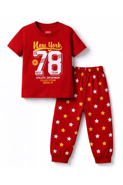 Baby Hug Babyhug Cotton Knit Half Sleeves T-Shirt & Pyjama Night-Suit With Te...