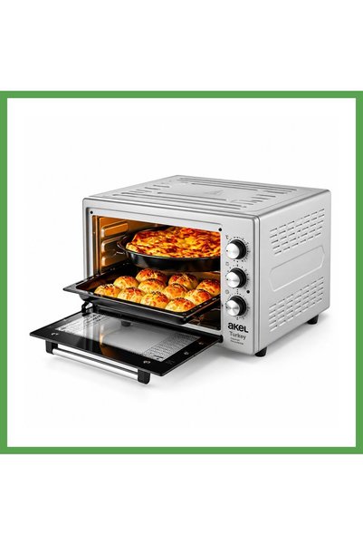 Bezos Akel Af-280 ( Saatli) Kare Midi Fırın ( 1200w & 32lt Hacim) ( 3 Kademeli Güç) ( Ayarlanabilir Te MGC