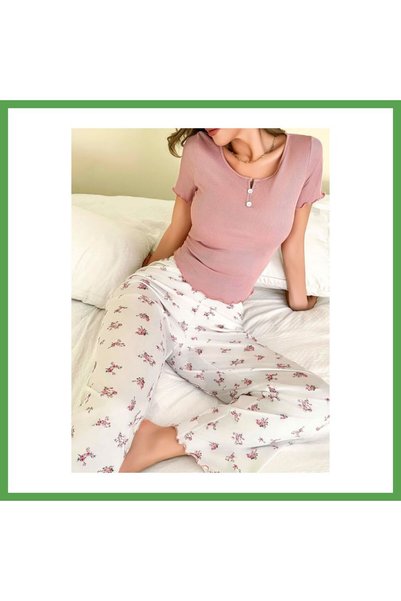 Generic Brand Women's floral pattern soft cotton long pajama set 5131 · size:...