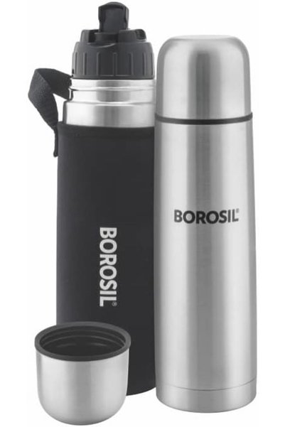 Borosil قارورة معزولة حراريًا من الفولاذ المقاوم للصدأ مزدوجة الجدار مطلية با...