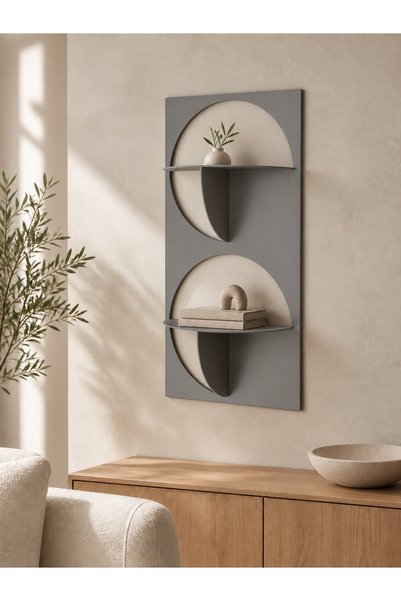 Genel Markalar Modern Geometrik Metal Duvar Rafı – 37 × 81 cm, 2 mm Sac, Elek...