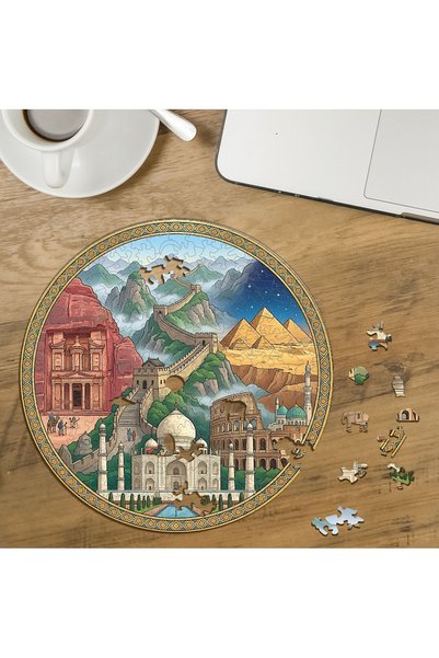 puntodizayn لغز خشبي دائري مكون من 272 قطعة بتصميم مخصص من Icon Places MPDA739