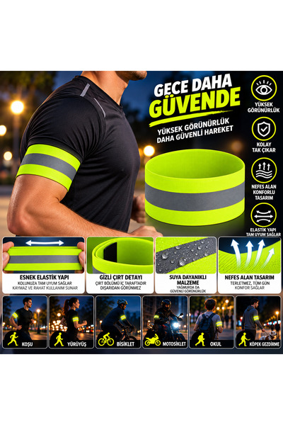 Hard Guard Elastik Reflektör Kolluğu Gece Görünürlük Bandı Motosiklet Bisikle...