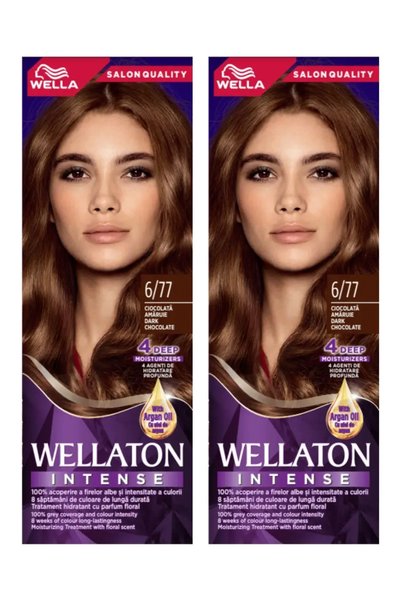 Wellaton Διπλή συσκευασία Μόνιμη βαφή μαλλιών 6/77 Σκούρο σοκολάτα, 110ml