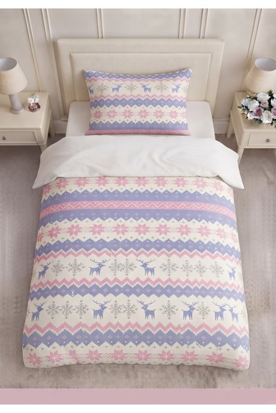 Levva Home New Year's Christmas Patterned 3D Digital Printed Single Duvet Cov...