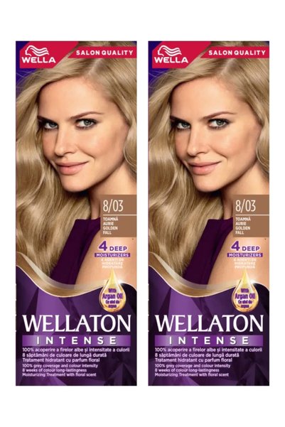 Wellaton 2x Πακέτο Μόνιμη βαφή μαλλιών 8/03 Χρυσό Φθινόπωρο, 110ml