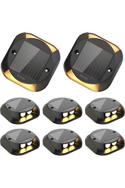 Quntis Solar Decking Lights 4 Pack, Warm White Solar Ground Light IP65 Waterp...