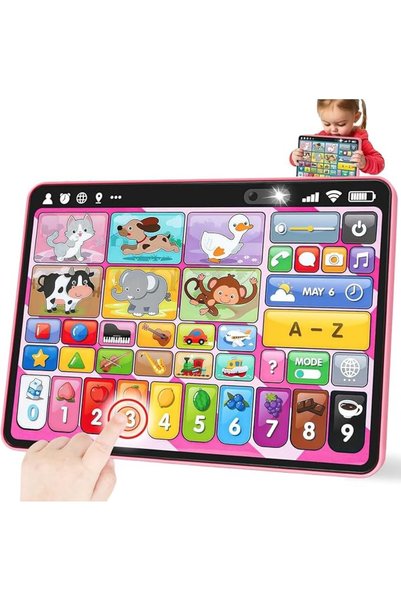 DMG TECH جهاز لوحي تعليمي ثلاثي اللغات مع موسيقى وأصوات، ألعاب مونتيسوري للأط...