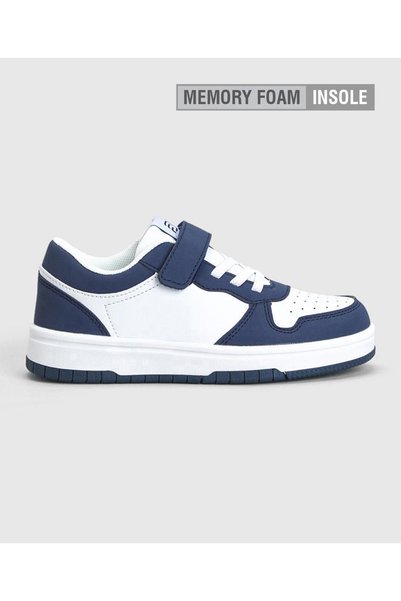 Bonfino Velcro Closure Sneakers - White/Navy